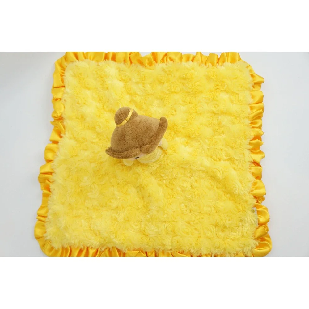 Disney Baby Princess Belle Security Blanket Yellow Rosebud Satin Trim Lovey VGC